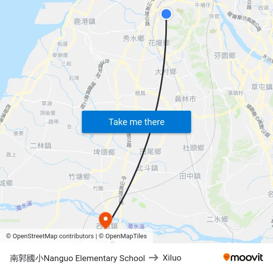Nanguo Elementary School to Xiluo map