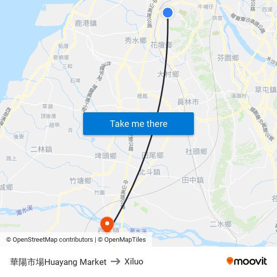 華陽市場Huayang Market to Xiluo map