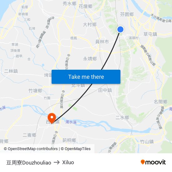 豆周寮Douzhouliao to Xiluo map