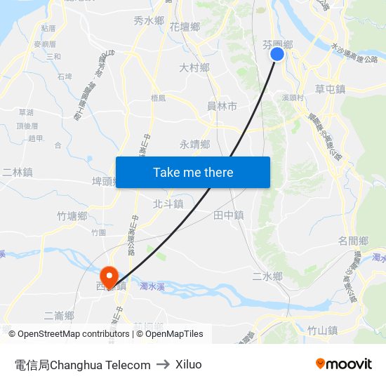 電信局Changhua Telecom to Xiluo map