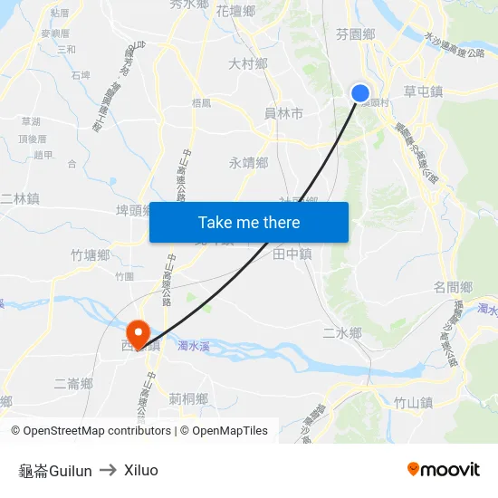 龜崙Guilun to Xiluo map