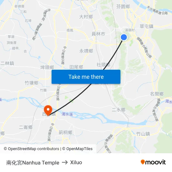 Nanhua Temple to Xiluo map