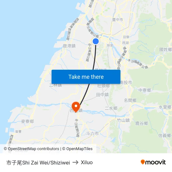 市子尾Shi Zai Wei/Shiziwei to Xiluo map