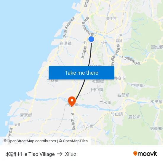 和調里He Tiao Village to Xiluo map