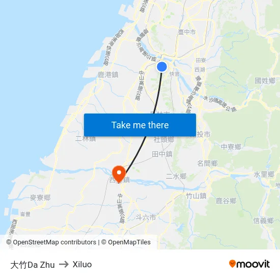 大竹Da Zhu to Xiluo map