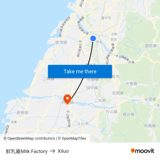 鮮乳廠Milk Factory to Xiluo map