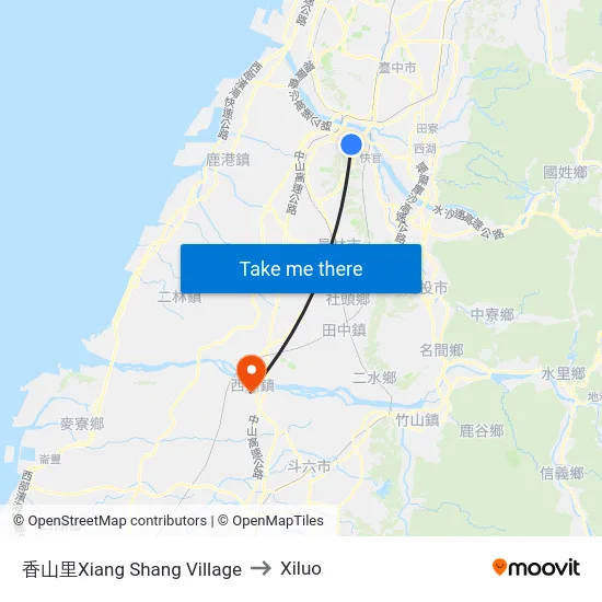 香山里Xiang Shang Village to Xiluo map