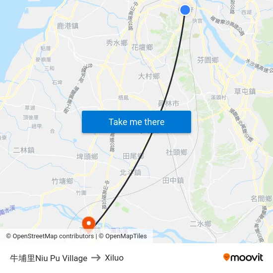 Niu Pu Village to Xiluo map