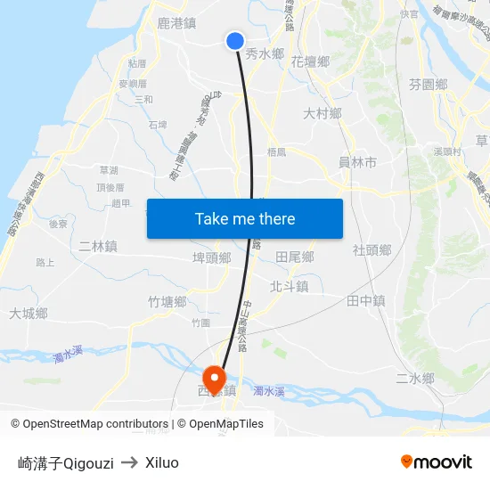 崎溝子Qigouzi to Xiluo map