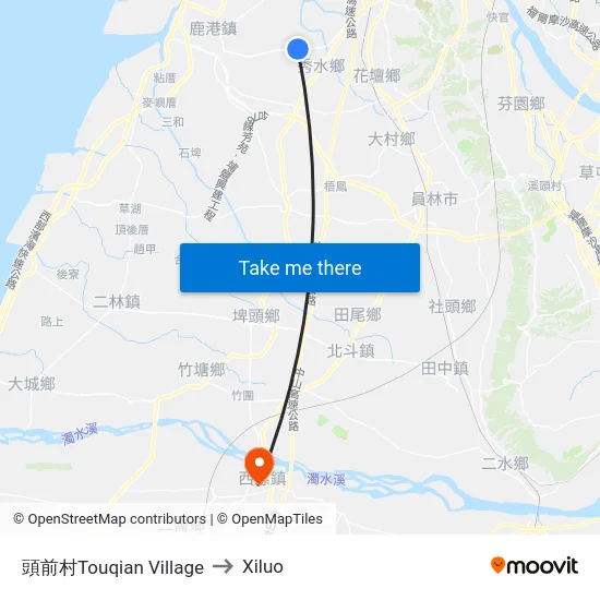 頭前村Touqian Village to Xiluo map