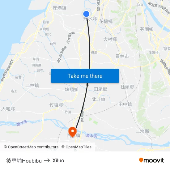 後壁埔Houbibu to Xiluo map