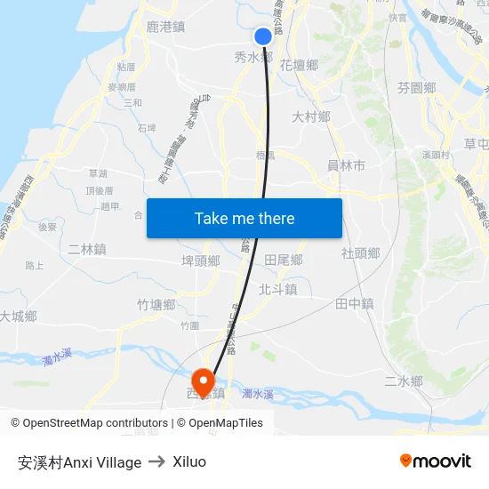 Anxi Village to Xiluo map