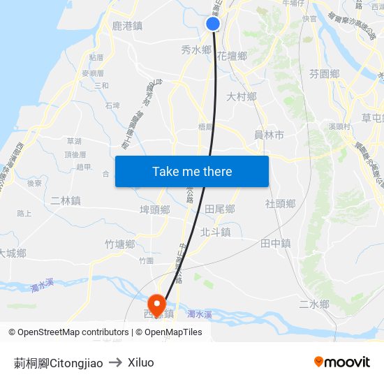 莿桐腳Citongjiao to Xiluo map