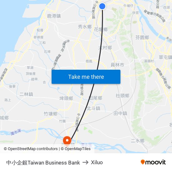 中小企銀Taiwan Business Bank to Xiluo map