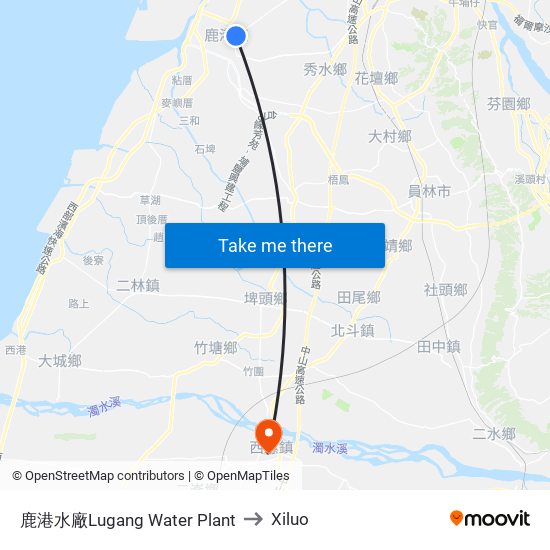 鹿港水廠Lugang Water Plant to Xiluo map