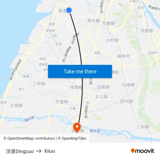 Dingcuo to Xiluo map
