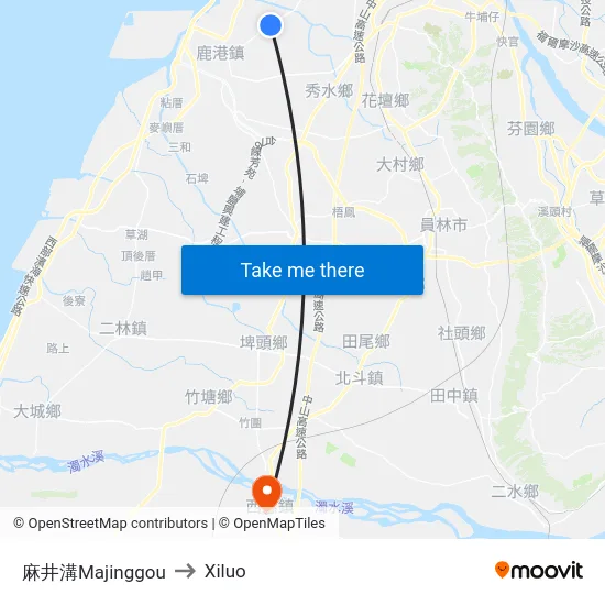 麻井溝Majinggou to Xiluo map