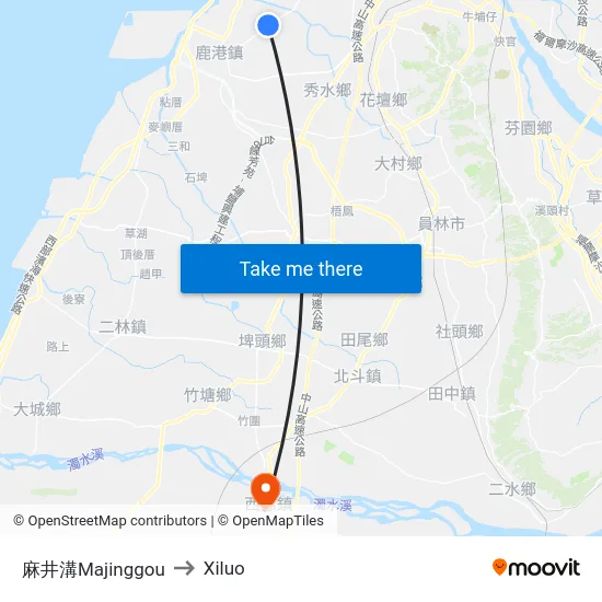 麻井溝Majinggou to Xiluo map
