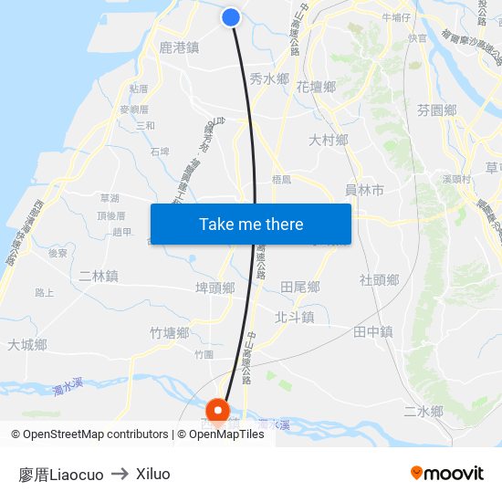 廖厝Liaocuo to Xiluo map
