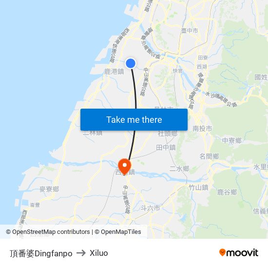 頂番婆Dingfanpo to Xiluo map