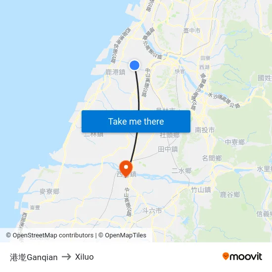 港墘Ganqian to Xiluo map