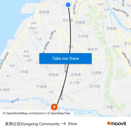 東興社區Dongxing Community to Xiluo map