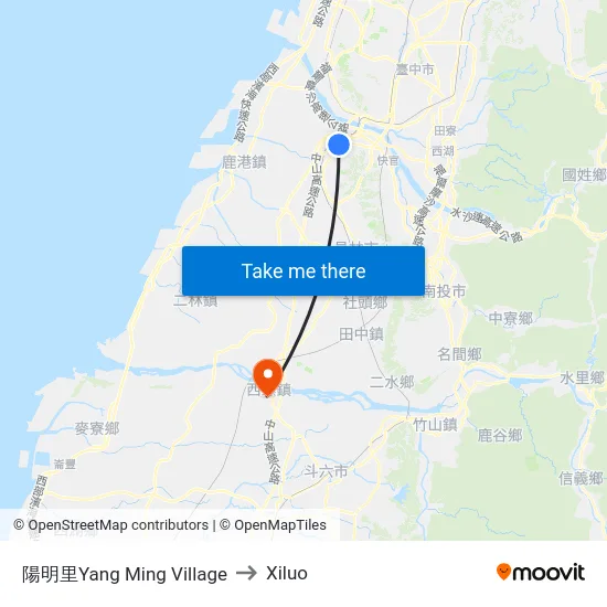 陽明里Yang Ming Village to Xiluo map
