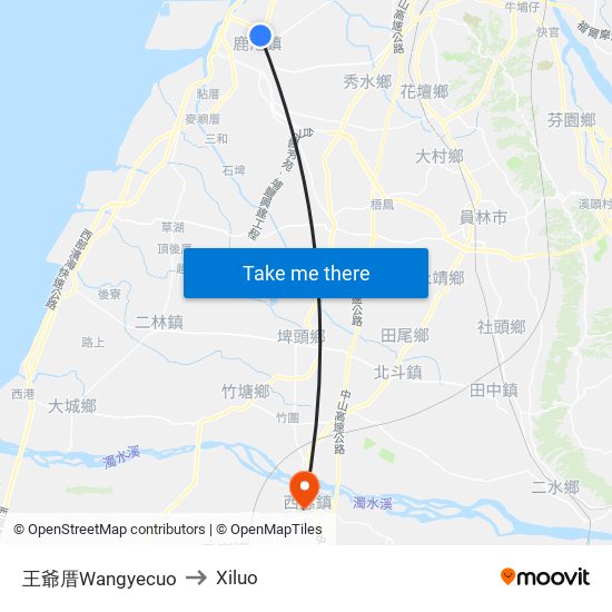王爺厝Wangyecuo to Xiluo map