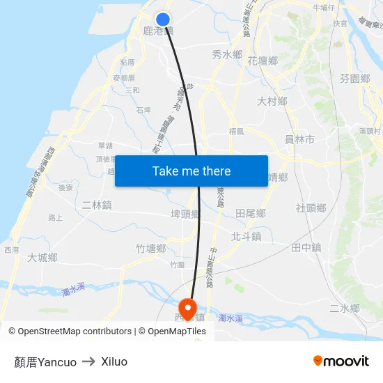顏厝Yancuo to Xiluo map
