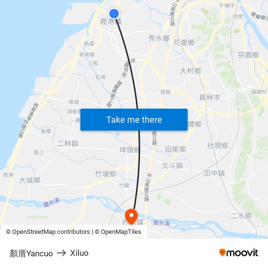 顏厝Yancuo to Xiluo map