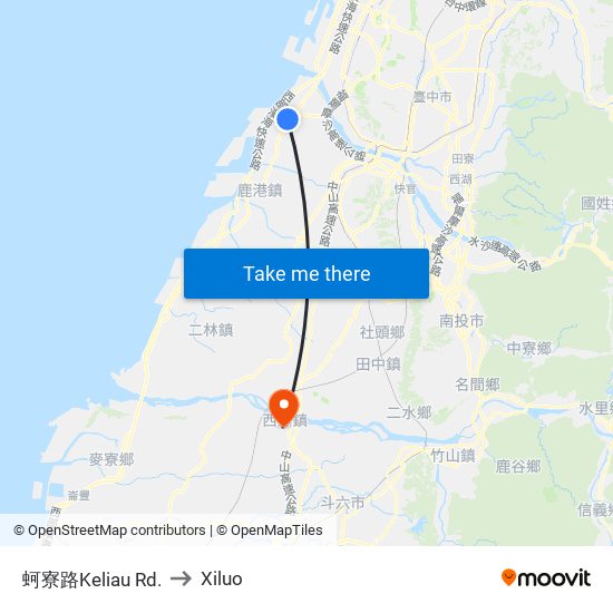 蚵寮路Keliau Rd. to Xiluo map
