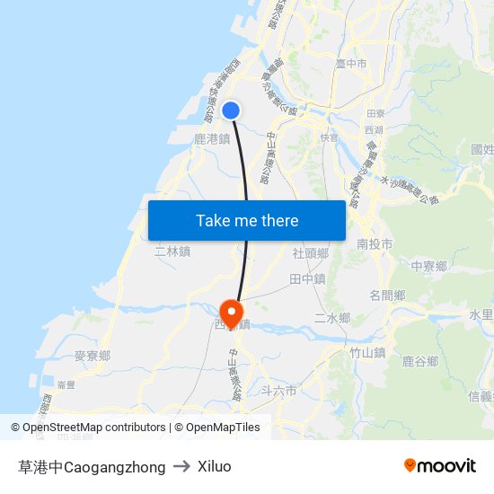 草港中Caogangzhong to Xiluo map