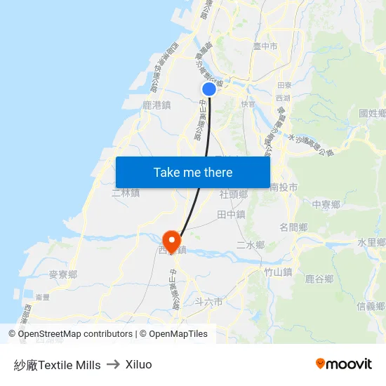 紗廠Textile Mills to Xiluo map