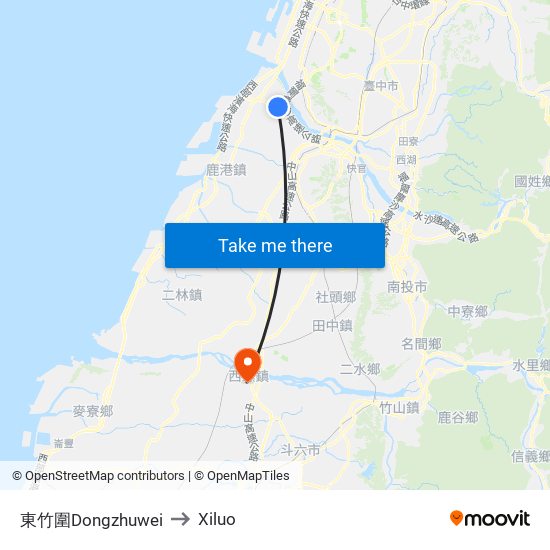 東竹圍Dongzhuwei to Xiluo map