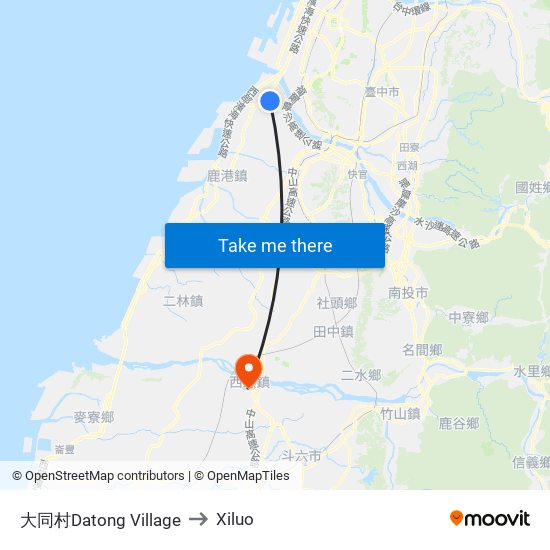 大同村Datong Village to Xiluo map
