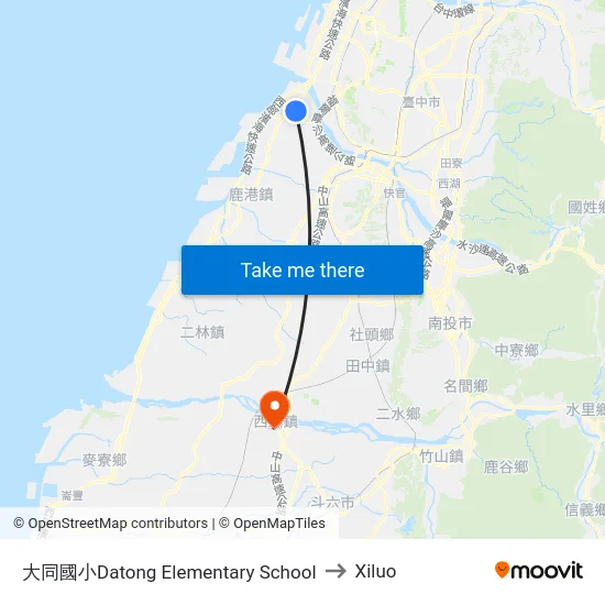 Datong Elementary School to Xiluo map