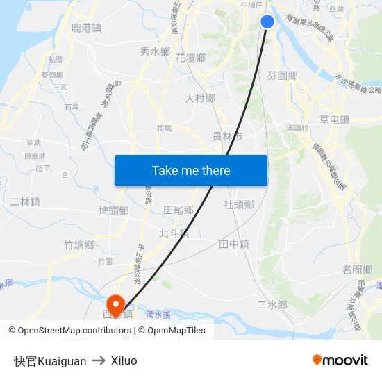 快官Kuaiguan to Xiluo map