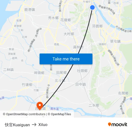快官Kuaiguan to Xiluo map