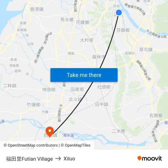 Futian Village to Xiluo map