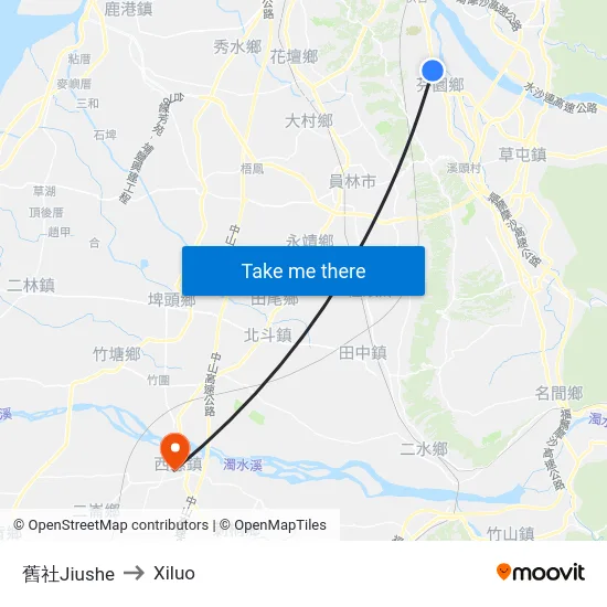 舊社Jiushe to Xiluo map