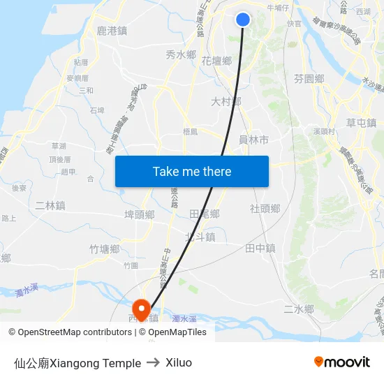 仙公廟Xiangong Temple to Xiluo map