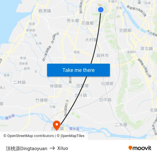 頂桃源Dingtaoyuan to Xiluo map