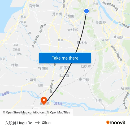 六股路Liugu Rd. to Xiluo map