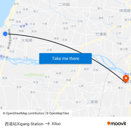 西港站Xigang Station to Xiluo map