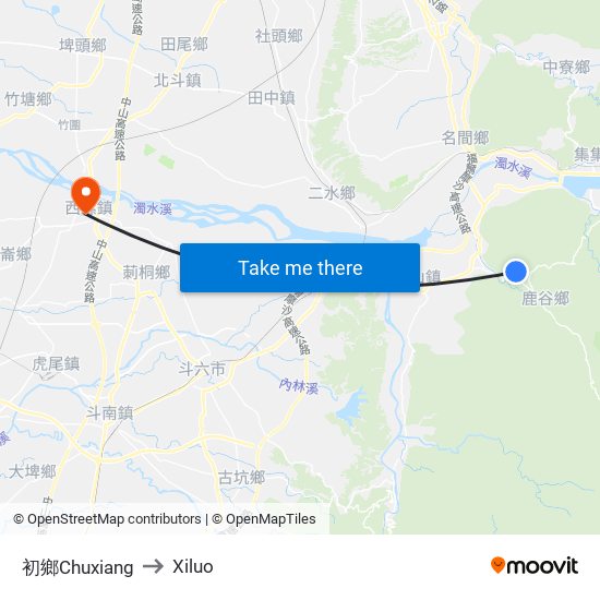 初鄉Chuxiang to Xiluo map