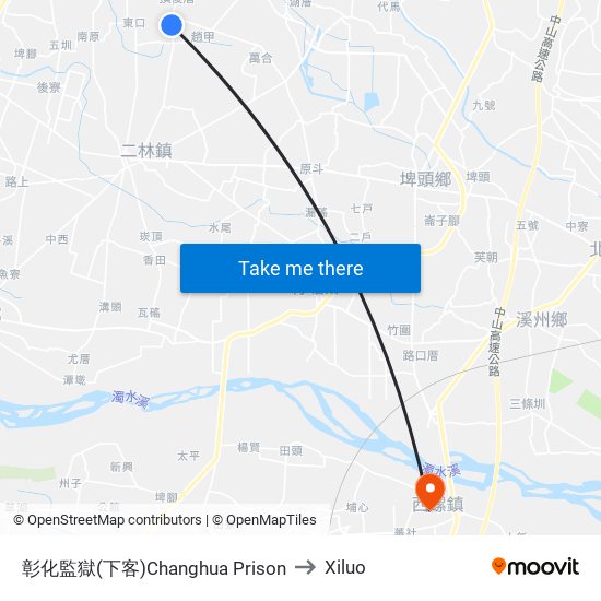 彰化監獄(下客)Changhua Prison to Xiluo map