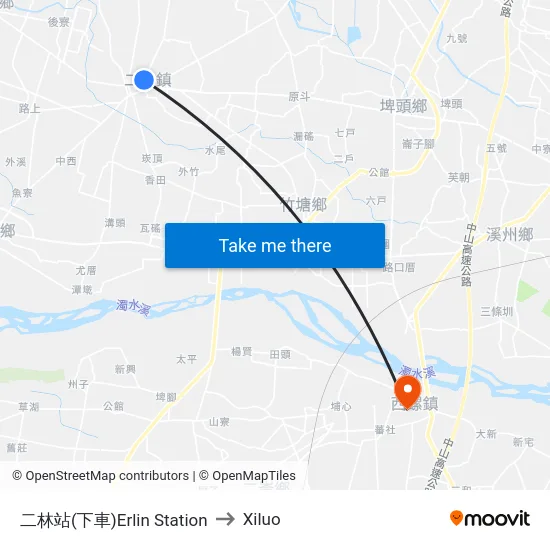 二林站(下車)Erlin Station to Xiluo map