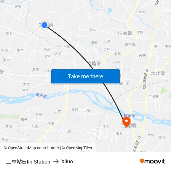 二林站Erlin Station to Xiluo map