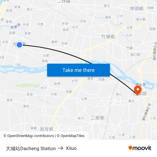 大城站Dacheng Station to Xiluo map