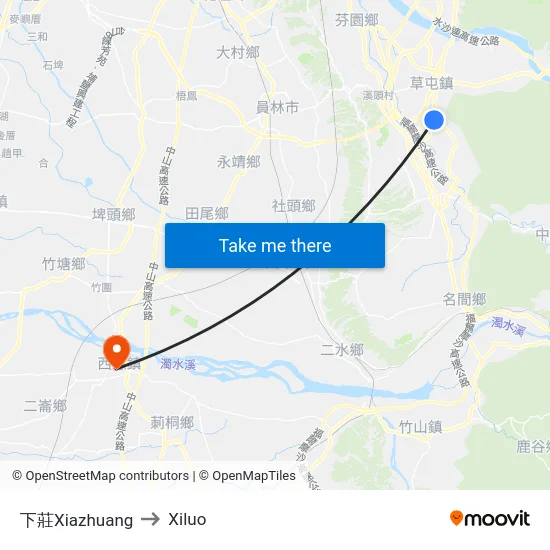 下莊Xiazhuang to Xiluo map